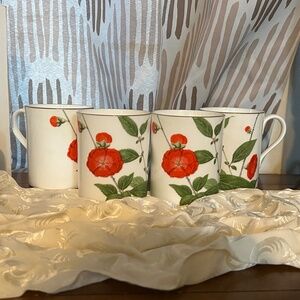 Lot Of 4 Vintage Spode Fine Bone China Mugs/Cups England Chinese Poppy Floral